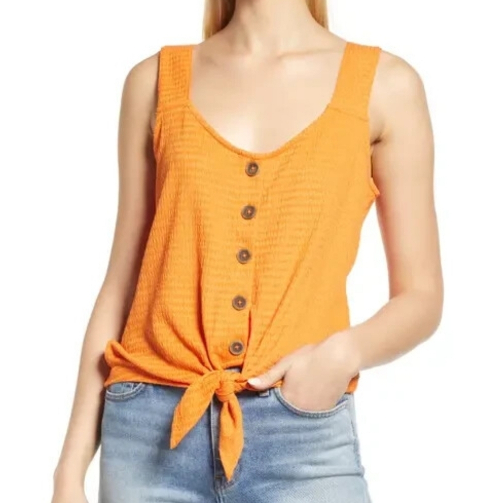 Sanctuary Golden Hour Button-Down Tie Front Tank Top, Size 1X, EUC